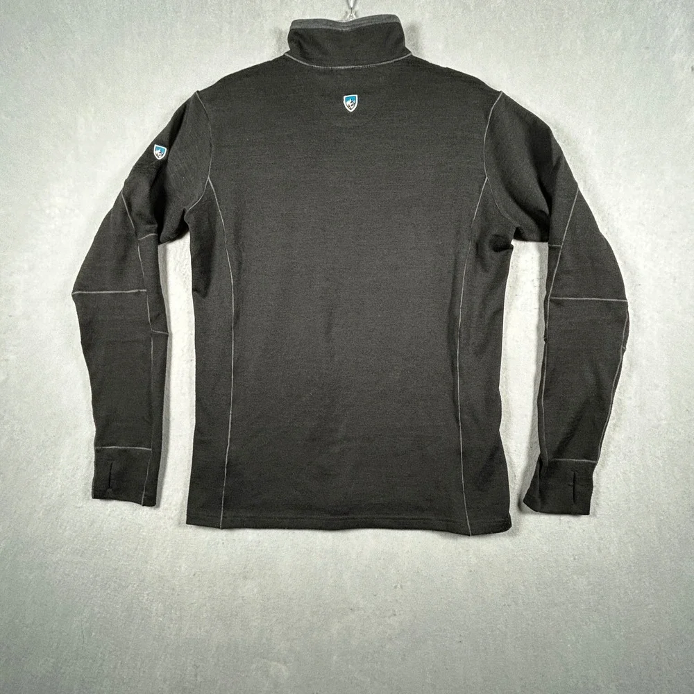 Kuhl Revel 1/4 Zip Pullover Mens Medium Black Gray Colorblock Thumbhole sweater